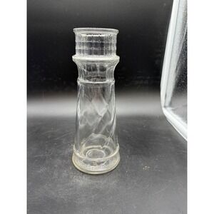 Vintage Red Lobster Lighthouse Glass Carafe Spiral Ribbed Nautical Decor Clear